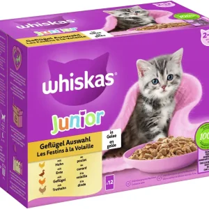 Markenprodukt WHISKAS Junior Geflügel Auswahl in Gelee 12 x 85 g